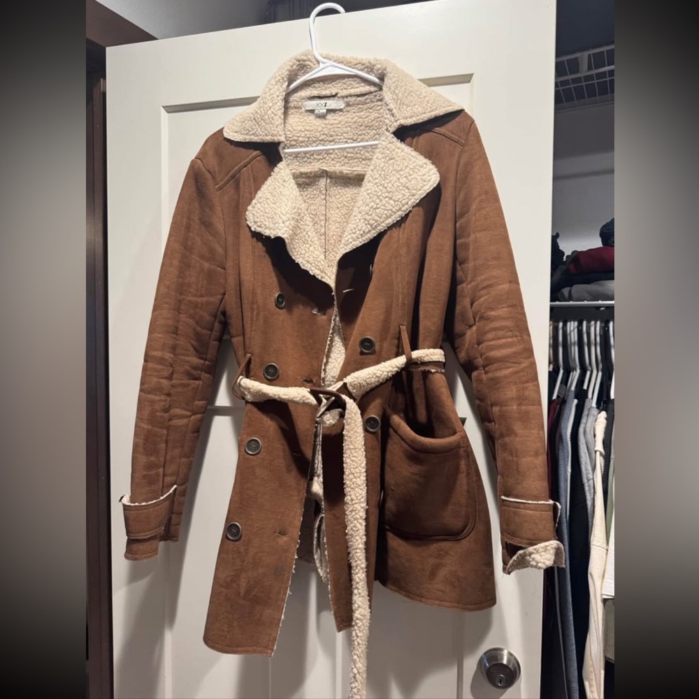 Brown Sherpa-Lined Women's Coat